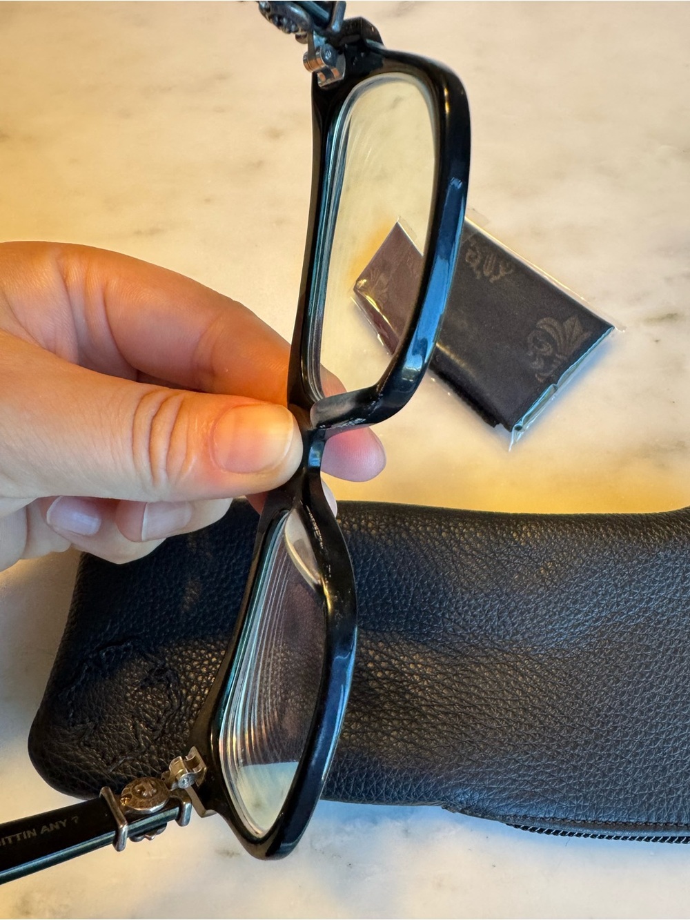 Authentic Chrome Hearts GITTIN ANY? Black Eyeglasses Frames w/ Case Pouch Cloth - Picture 8 of 14